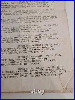 1933 CCC Special Orders 105+106 Fort Sam Houston Camp Bullis Roster TX