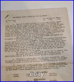 1933 CCC Special Orders 105+106 Fort Sam Houston Camp Bullis Roster TX