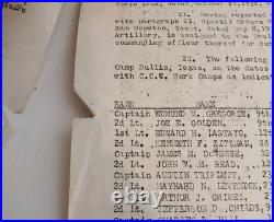 1933 CCC Special Orders 105+106 Fort Sam Houston Camp Bullis Roster TX