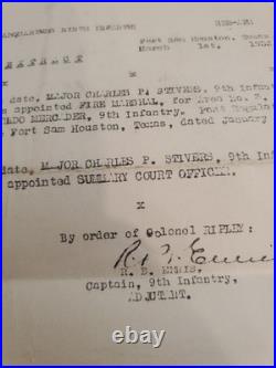 1933 Special Orders Maj Charles P. Stivers CO 2nd Bn 9th Inf, Fire Marshal & Co