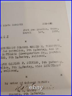 1933 Special Orders Maj Charles P. Stivers CO 2nd Bn 9th Inf, Fire Marshal & Co