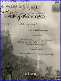 1933 West Point Diploma US Army Original Period Item Framed Militaria 24.5x18