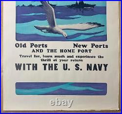 1934 Rollin' Home Old Ports New Ports Travel Far Learn Much with US Navy Poster