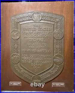 1934 US COAST ARTILLERY ASSOCIATION TROPHY 507th AA Bronze Plaque Award GORHAM