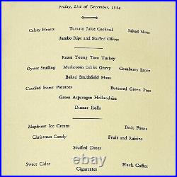 1934 US Naval Academy Christmas Menu Signed by Rear Admiral David F Sellers VTG