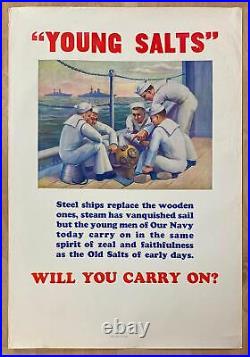 1934 Young Salts Will You Carry On Poster J. W. Burbank U. S. Navy Recruiting RARE
