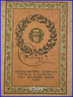 1935 Christmas Menu Fort Williams Maine Fifth U. S. Infantry Portland ME