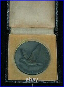 1935 Germany Cased Nonportable Medal Excellence In Flight Carrier Pidgeon's RARE
