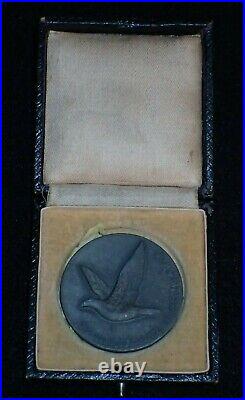 1935 Germany Cased Nonportable Medal Excellence In Flight Carrier Pidgeon's RARE