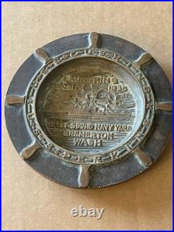 1935 Launching USS Cushing USS Perkins Puget Sound Navy Yard Brass Trench Art