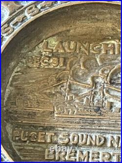1935 Launching USS Cushing USS Perkins Puget Sound Navy Yard Brass Trench Art