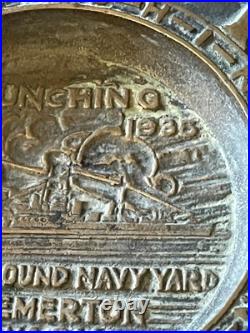 1935 Launching USS Cushing USS Perkins Puget Sound Navy Yard Brass Trench Art