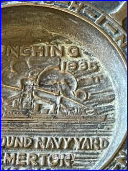 1935 Launching USS Cushing USS Perkins Puget Sound Navy Yard Brass Trench Art