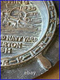 1935 Launching USS Cushing USS Perkins Puget Sound Navy Yard Brass Trench Art