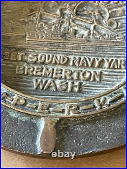 1935 Launching USS Cushing USS Perkins Puget Sound Navy Yard Brass Trench Art