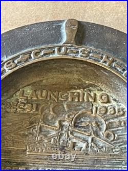 1935 Launching USS Cushing USS Perkins Puget Sound Navy Yard Brass Trench Art