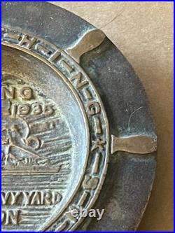 1935 Launching USS Cushing USS Perkins Puget Sound Navy Yard Brass Trench Art