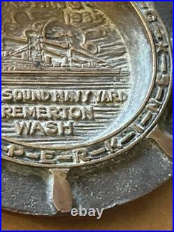 1935 Launching USS Cushing USS Perkins Puget Sound Navy Yard Brass Trench Art