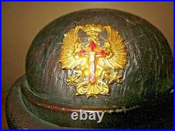 1936, Spanish Civil War Tankers Leather Helmet, With Liner, Chin Strap, Insignia