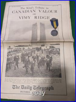 1936 Vimy Ridge Pilgrimage Medal(Cenotaph Unveiling) & Daily Telegraph Souvenir