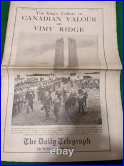 1936 Vimy Ridge Pilgrimage Medal(Cenotaph Unveiling) & Daily Telegraph Souvenir