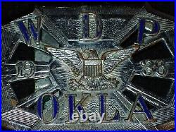 1936 WDP Oklahoma Belt Buckle WPA Armories War Department Colonel Eagle, Scarce