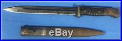 1938 World War II Era German K98 Rifle Bayonet & Matching Scabbard 797 J. Sch