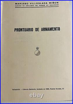 1939 Spanish Civil War Small Arms book Book Prontuaro de Armamento V. Minon