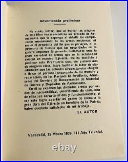 1939 Spanish Civil War Small Arms book Book Prontuaro de Armamento V. Minon