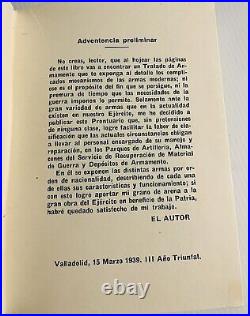 1939 Spanish Civil War Small Arms book Book Prontuaro de Armamento V. Minon