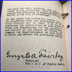 1941 City of Pittsburgh Police Dept. Rules & Regulations Book 363 Badge 486