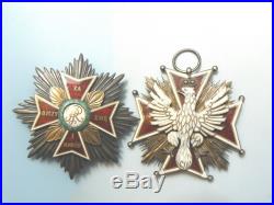#22#23 POLAND POLISH ORDER OF THE WHITE EAGLE, 1930s, sterling, made in France