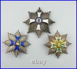 3 Antique Milano Roma Silver Star Order Grand Officer's Star Metal Metal's