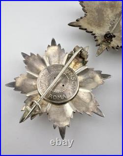 3 Antique Milano Roma Silver Star Order Grand Officer's Star Metal Metal's