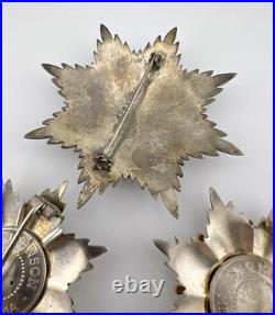 3 Antique Milano Roma Silver Star Order Grand Officer's Star Metal Metal's