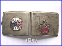 3 of 4 POLAND CIGARETTE CASE, STERLING, 1920s 49PP regimental badge, rare militaria