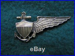 730. 1930's Silver USN Airship half wing by Whitehead & Hoag in pin back