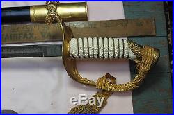 ANTIQUE US NAVAL OFFICER DRESS SWORD WOLF-BROWN With SCABBARD 36 LONG