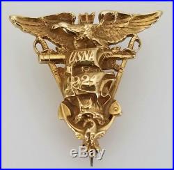 Antique 1924 Us Navy Academy Military Insignia Pin 14k Gold Bailey Banks Biddle