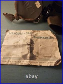 Antique 1938 Belgian Wartime GasMask WithCannister, Insert, Full Mask-Very Good
