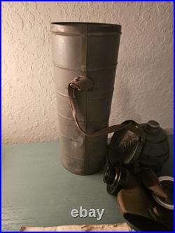 Antique 1938 Belgian Wartime GasMask WithCannister, Insert, Full Mask-Very Good
