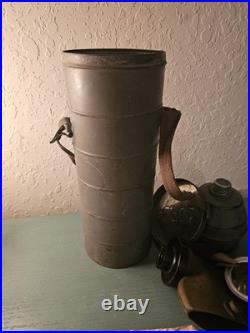 Antique 1938 Belgian Wartime GasMask WithCannister, Insert, Full Mask-Very Good