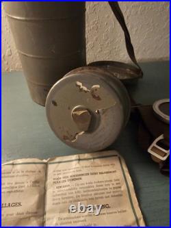 Antique 1938 Belgian Wartime GasMask WithCannister, Insert, Full Mask-Very Good
