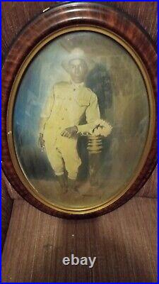 Antique Bubble Glass US Black Soldier portrait 1920's