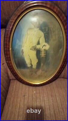 Antique Bubble Glass US Black Soldier portrait 1920's