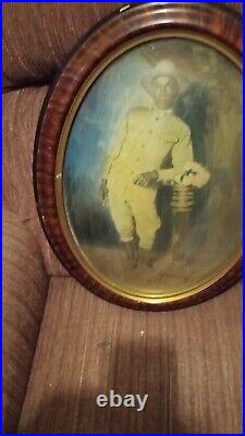 Antique Bubble Glass US Black Soldier portrait 1920's