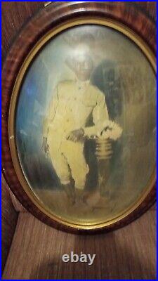 Antique Bubble Glass US Black Soldier portrait 1920's