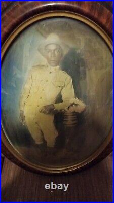 Antique Bubble Glass US Black Soldier portrait 1920's