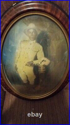 Antique Bubble Glass US Black Soldier portrait 1920's