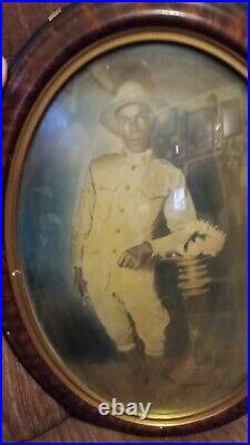 Antique Bubble Glass US Black Soldier portrait 1920's